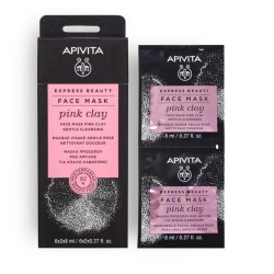 Apivita Masque Express Beauty Visage Nettoyant doux à l'argile rose 2x8 ml 